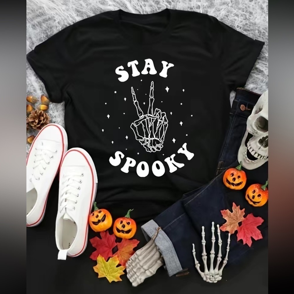 Stay Spooky Black Graphic Tee NEW